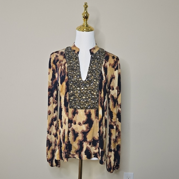 T-Bags Tops - T-bags Leopard Print Embellished Women's Top Y2K Studded